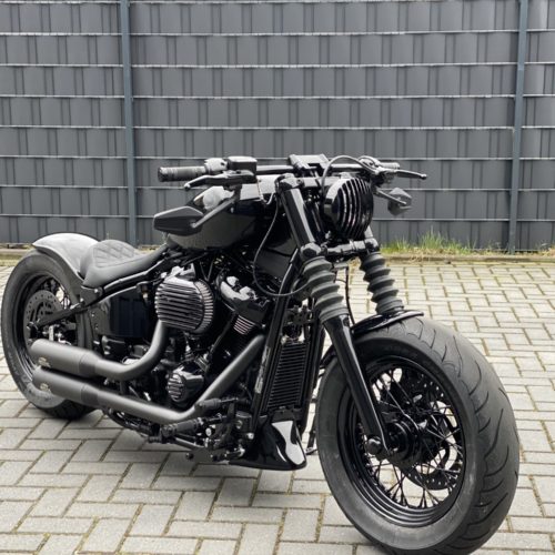 Lenker 1" Drag Bar schwarz + Kabelinnenführung + Elektronisches Gas, Softail Street Bob, Softail Standard und Low Rider S ab 2018 + TÜV